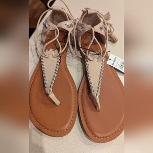 Express Tan Sandals with Silver Details